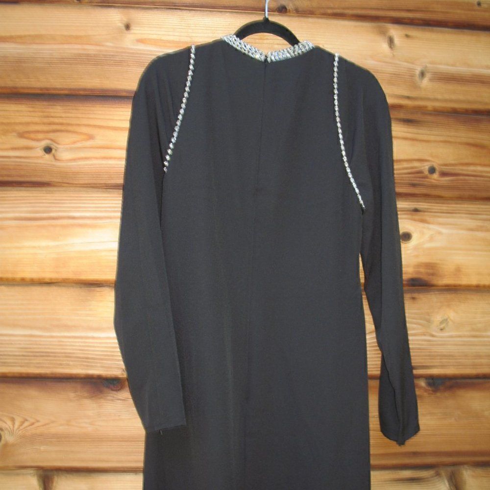 Mac Duggal 26612 Womens Raglan Long Sleeve Black Gown Dress - Picture 12 of 16